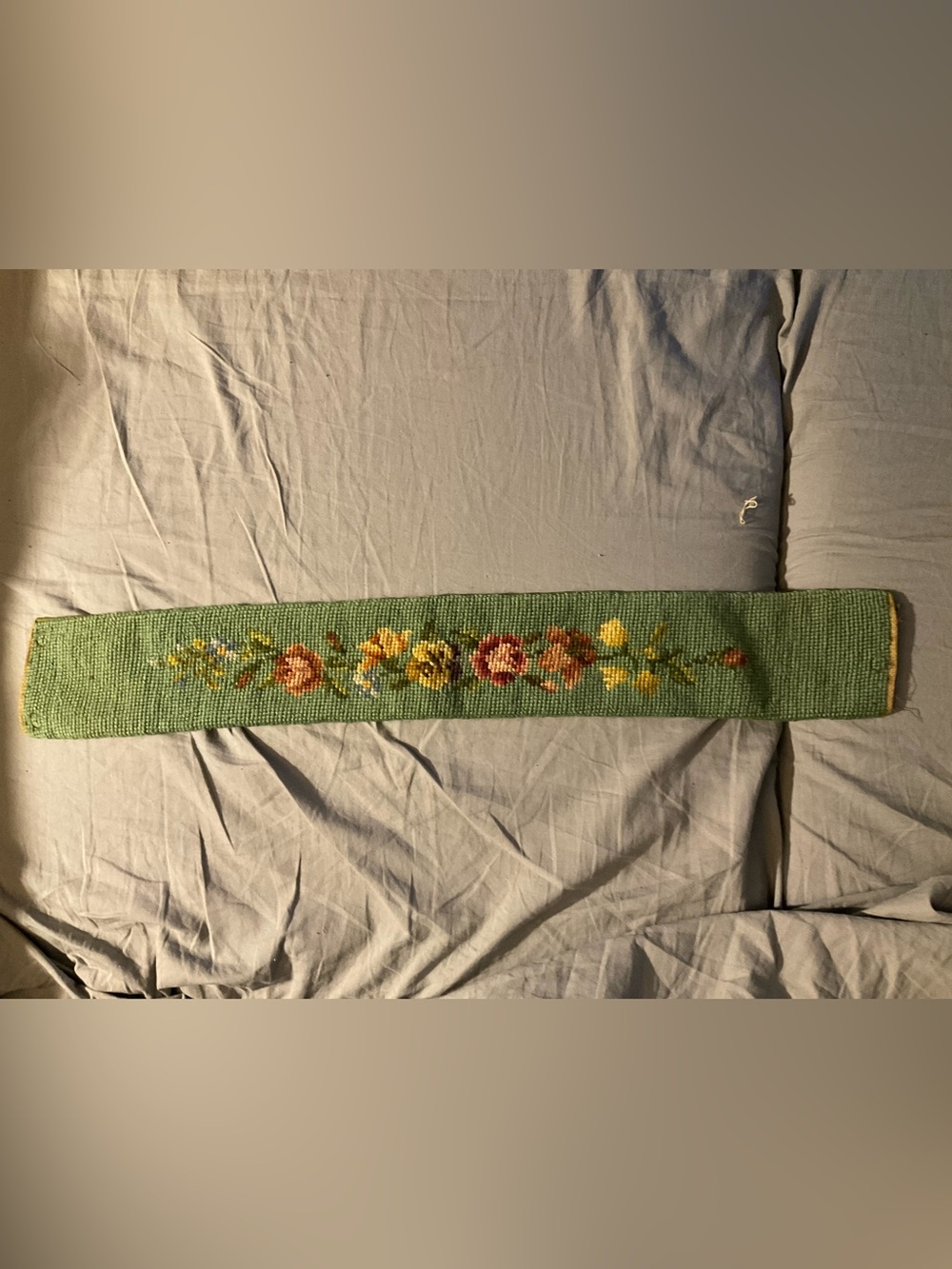 Floral Needlepoint Petit Point Border Panel- Green